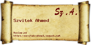 Szvitek Ahmed névjegykártya